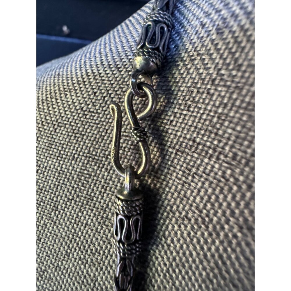 Sterling Silver Bali Byzantine Chain Necklace 18" Intricate Handcrafted Design M - Picture 3 of 7